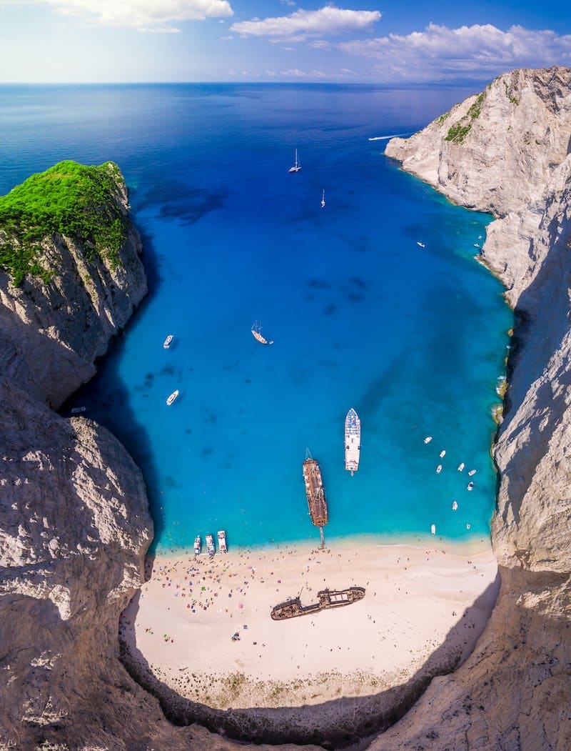 Navagio coastline in Zakynthos