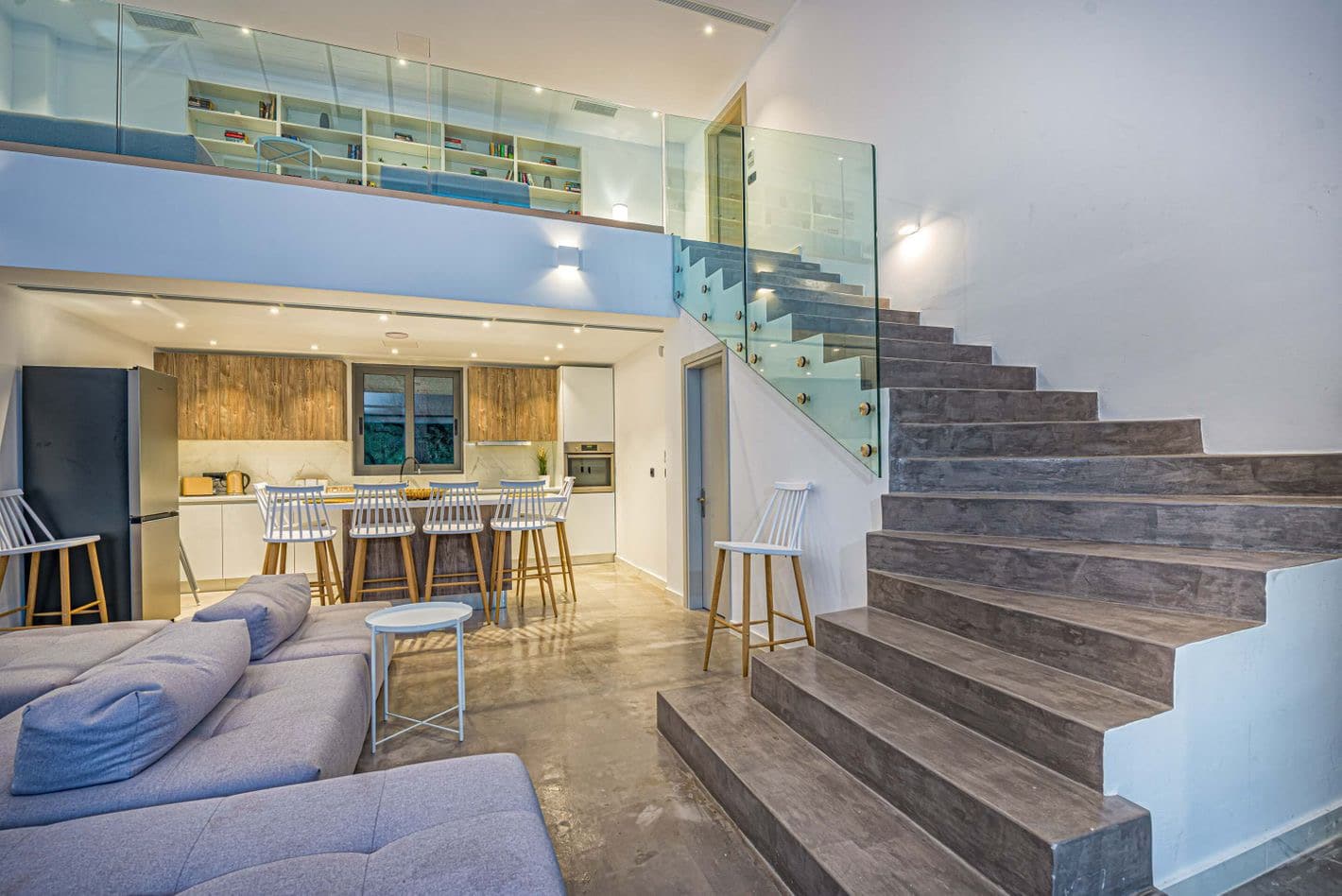 Open-plan living room and kitchen at Divine Villa Zakynthos