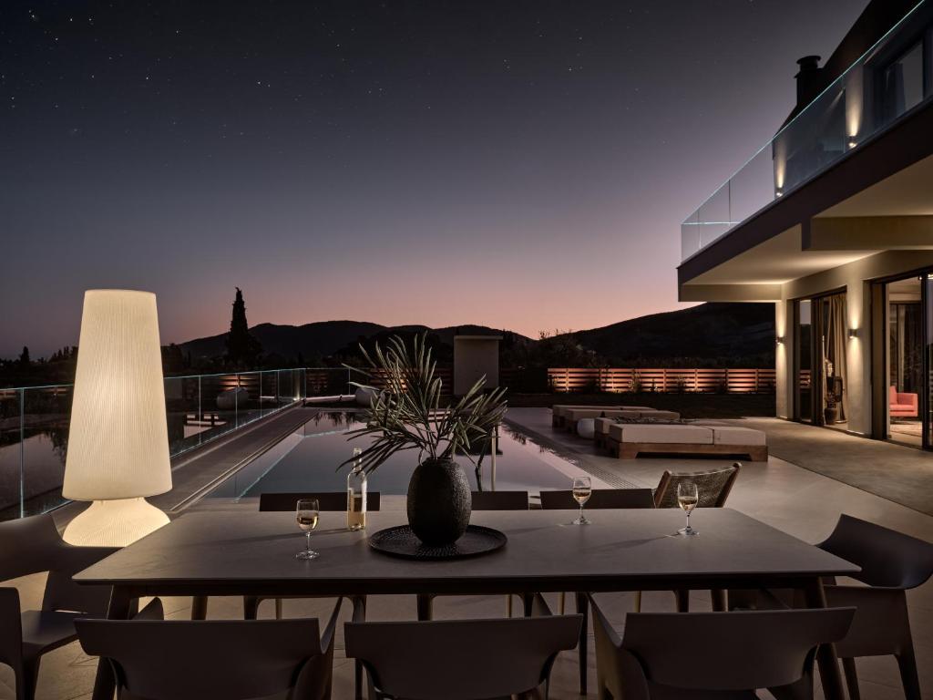 Evening dining terrace at Felicita Villa Zakynthos